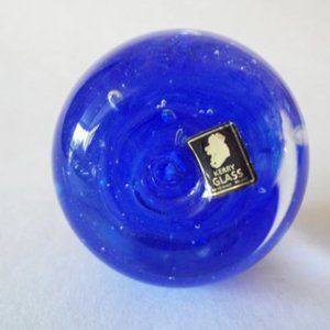 Isle of Wight Blue Glass Paperweight, Vintage Hand Blown Kerry Glass, Ireland